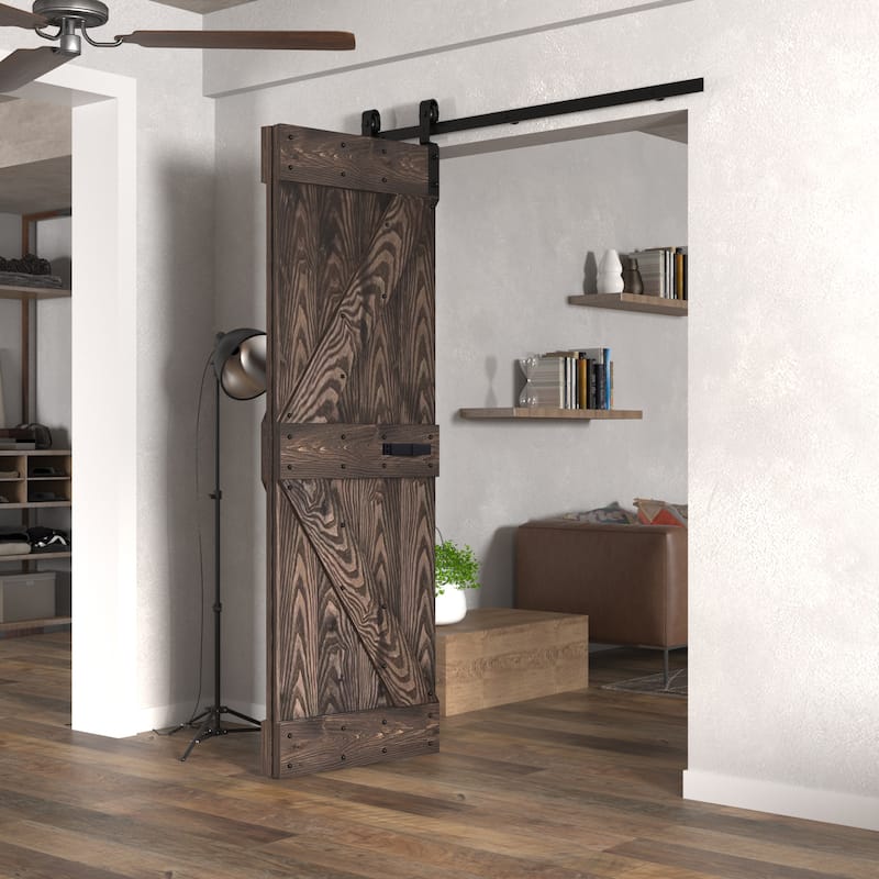 Coast Sequoia 30in./36in./48in./60in./72in. x 84in. Embossing Pine Wood Bi-Fold Barn Door With Sliding Hardware Kit
