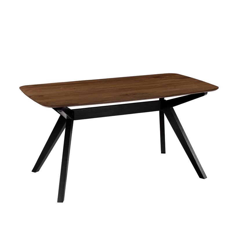 Wood Dining Table, 59.00"W x 35.43"D x 30.00"H, Walnut+Black