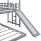 preview thumbnail 9 of 15, Twin Over Full Bunk Bed with Slide and Built-in Ladder, Wooden Floor House Shaped Bedframe w/Full-Length Guardrail & Roof