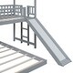 preview thumbnail 9 of 11, Twin over Full House Bunk Bed with Slide and Built-in Ladder, Full-Length Guardrail,Made of high-quality Solid Pine Wood,Gray