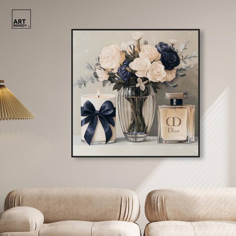 Ivory Perfume Flowers in Vase Canvas by Art Remedy