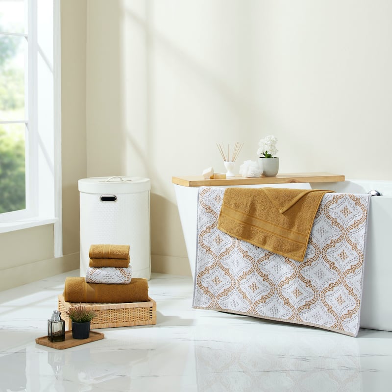 Modern Threads Capri 6-Piece Yarn Dyed 100-Percent Cotton Towel Set - Gold
