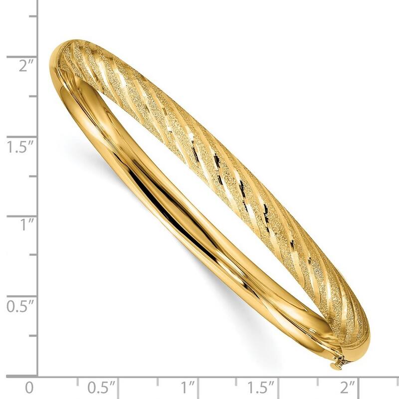 Curata 14k Yellow Gold Textured Sparkle Cut Twisted Cuff Stackable Bangle Bracelet
