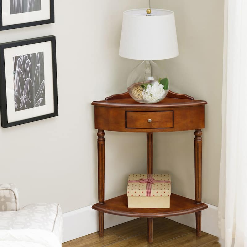 Leick Home One Drawer Corner Stand with Shelf