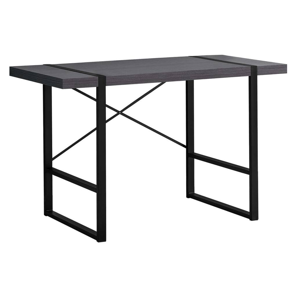 Computer Desk, Home Office, Laptop, 48"l, Work, Grey Laminate, Black Metal, Contemporary