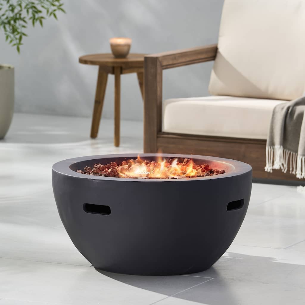 Erato Outdoor 40,000 BTU Lightweight Concrete Fire Pit Bowl (No Tank Holder) by Christopher Knight Home