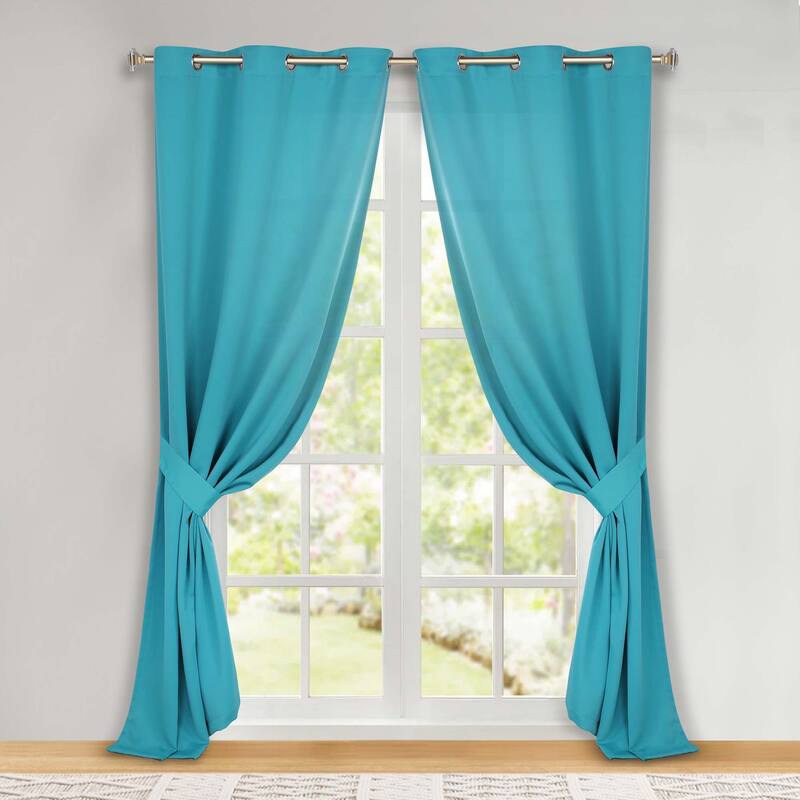 Superior Solid Machine Washable Room Darkening Grommet Blackout Curtains, Set of 2