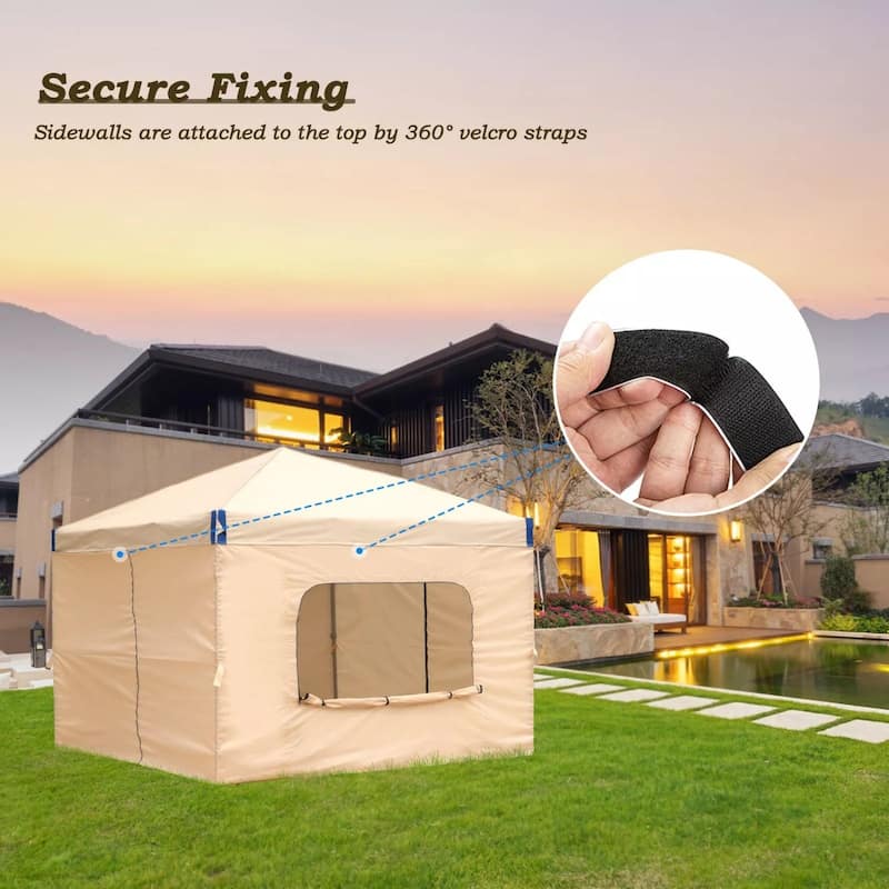 Aoodor 10x10 FT Pop-Up Canopy Tent with Roller Bag and Curtain