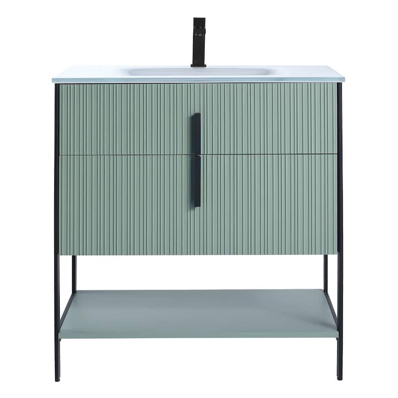 Fine Fixtures Serenity Modern Bathroom Vanity with White Glass Top