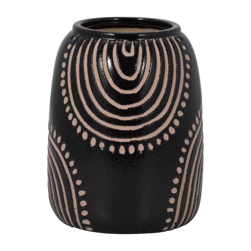 Sagebrook Home Ceramic Accent Vase - Arch Black - 7" x 7" x 9"