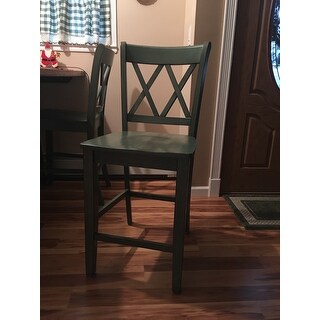 Eleanor Double X-Back Wood 24-inch Counter Chair (Set of 2) by iNSPIRE Q Classic