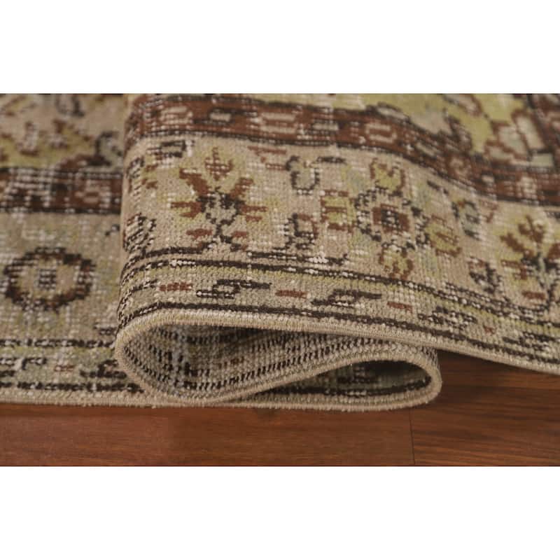 Light Green Anatolian Distressed Vintage Area Rug Handmade Wool Carpet - 5'6"x 9'2"