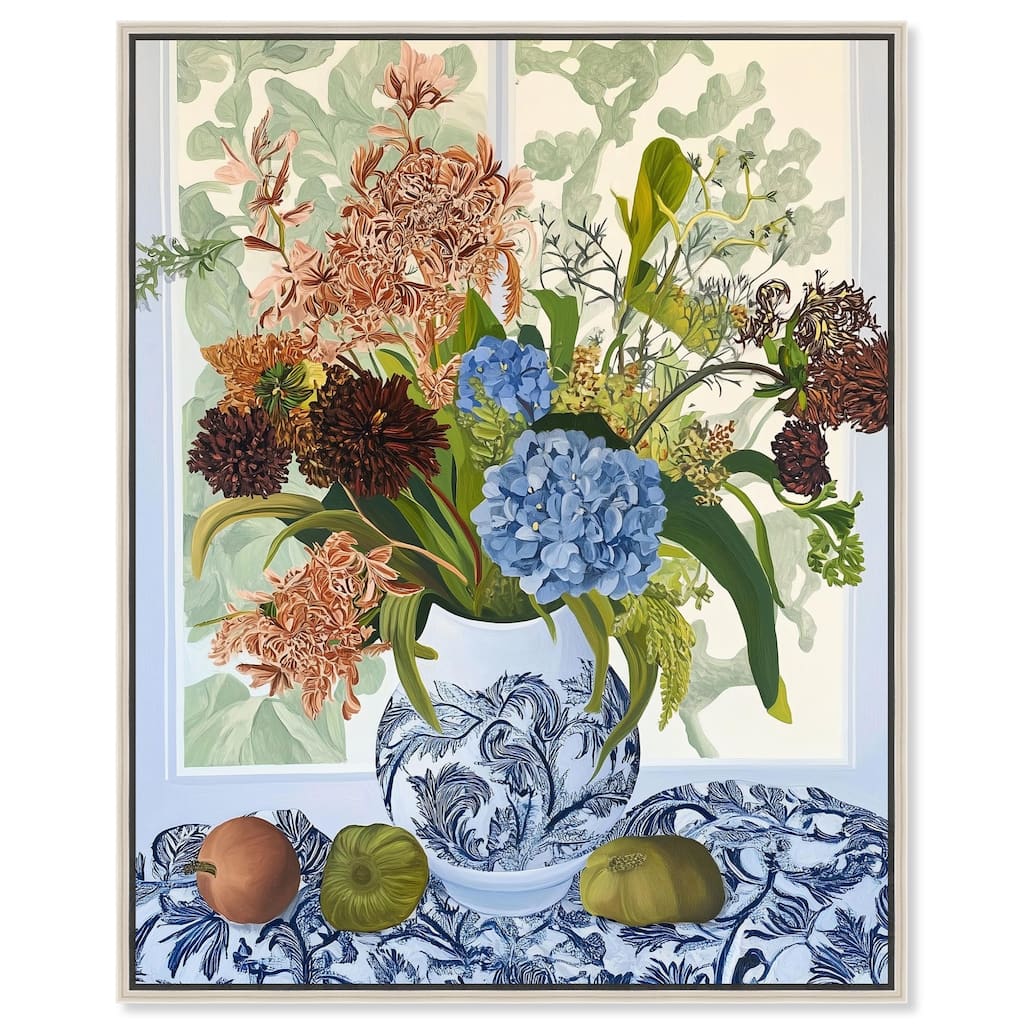 Blue Vase Bounty Canvas by Art Remedy