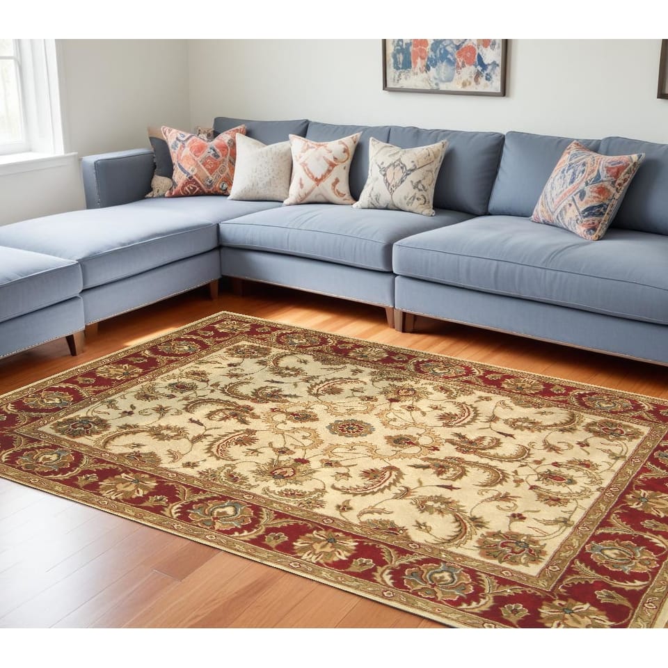 Bono Hand Tufted Traditional Non Skid Stain Resistant Area Rug By HomeRoots - 132' X '96' X '0.5