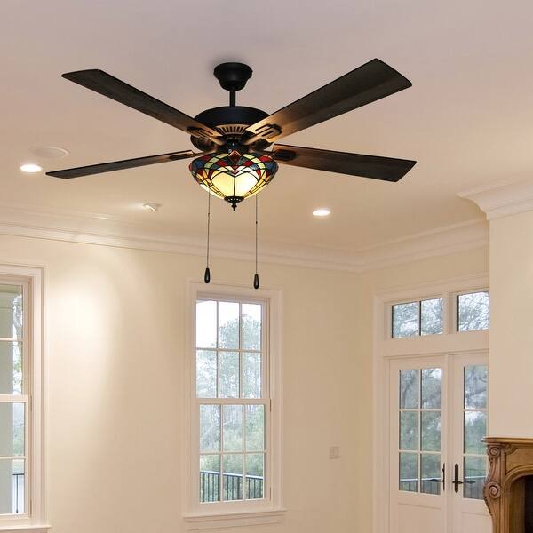 Shop Copper Grove Thionville 5 Blade Bronze And Stained Glass