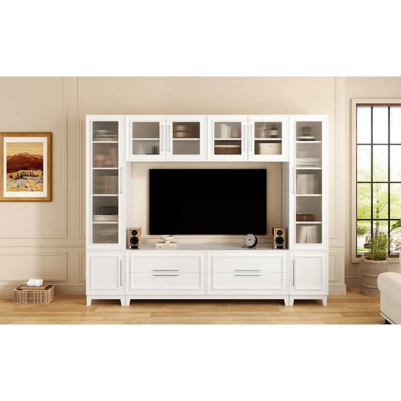Large 102" Wall Unit TV Stand with Storage, Bookshelves, Modern Entertainment Center Media Console for TVs up to 75"