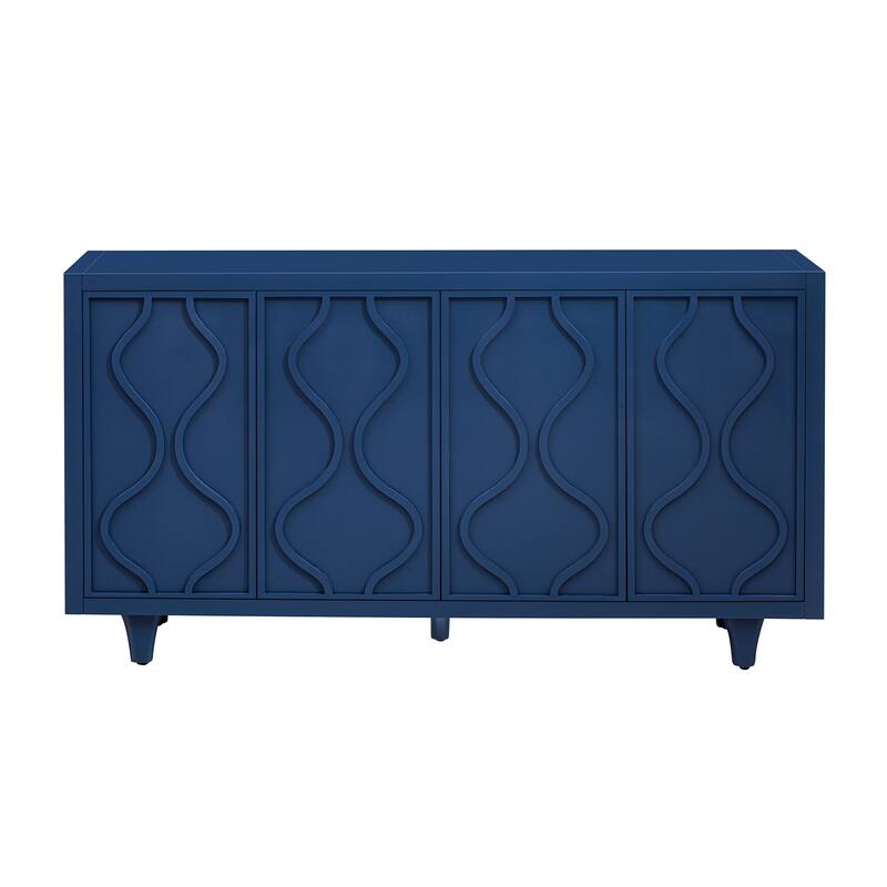 Storage Cabinet Sideboard Wooden Cabinet with Embossed Curved Doors,Suitable for Living Rooms, Entrance and Study Rooms