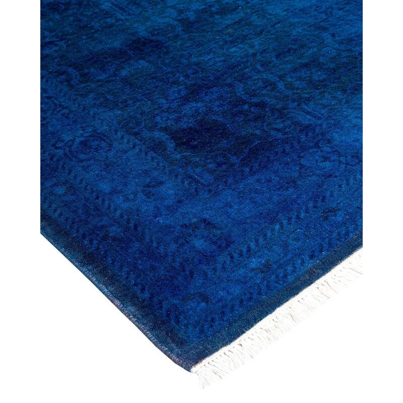 Overton Hand Knotted Wool Vintage Inspired Modern Contemporary Overdyed Purple Runner Rug - 2' 8" x 18' 4"