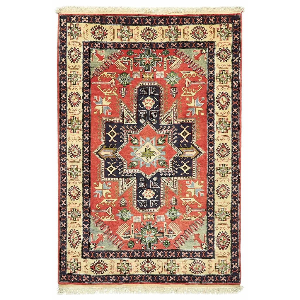 ECARPETGALLERY Hand-knotted Kayseri Vintage Red Wool Rug - 3'5 x 5'0