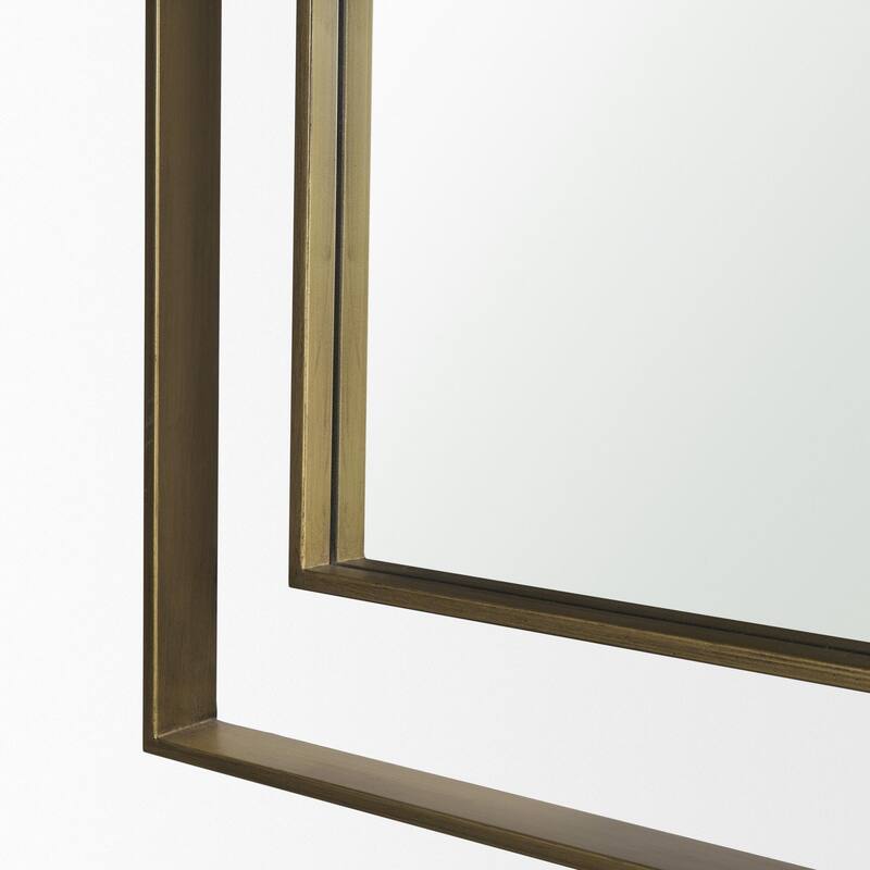 Tiva is a rectangular mirror with a brushed gold finished dual metal frame. - 31.5L x 1.8W x 43.3H
