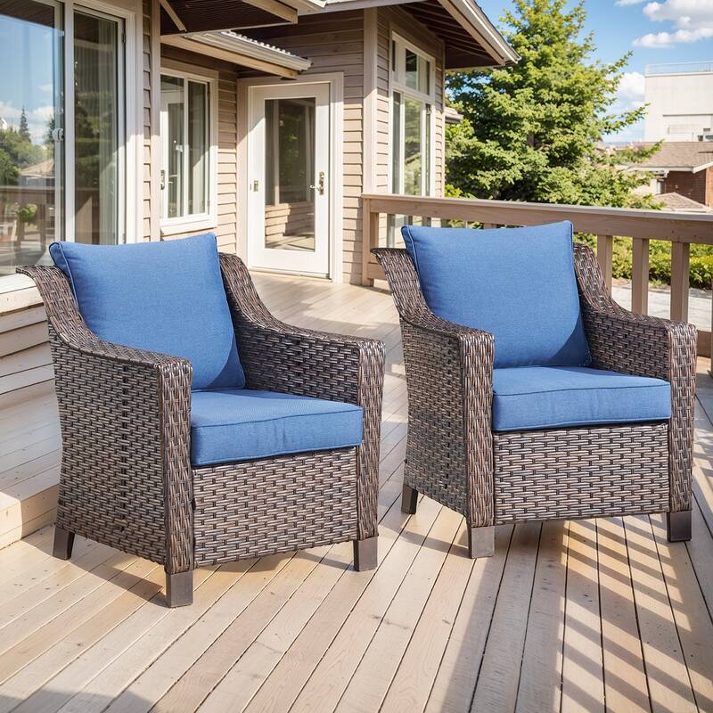 Gymojoy Outdoor Wicker Patio Chairs Set of 2 with Cushions
