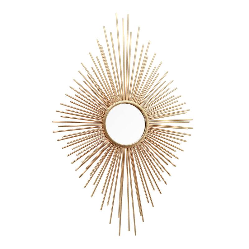 Metal Sunburst Wall Mirror, Diamond Shaped Champagne Gold Wall Mirror