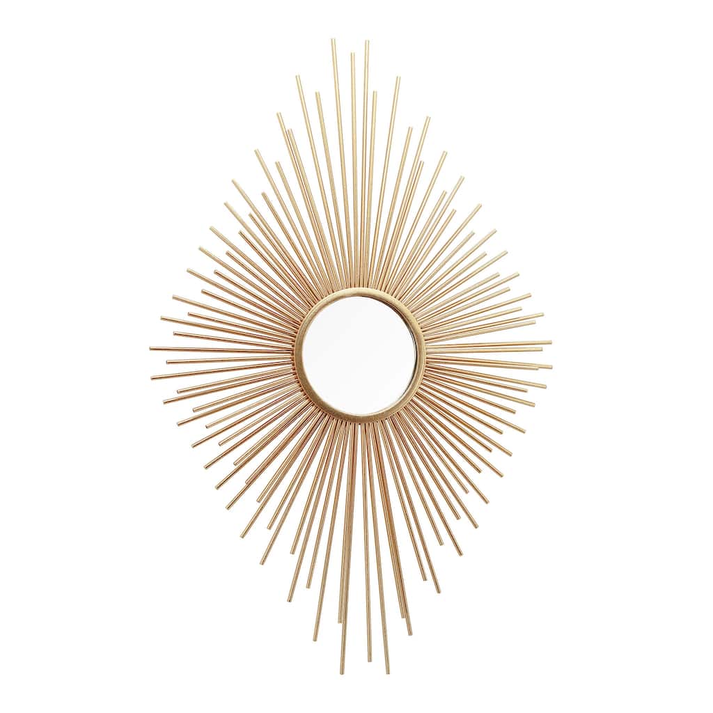 Metal Sunburst Wall Mirror, Diamond Shaped Champagne Gold Wall Mirror
