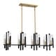 preview thumbnail 1 of 3, Midland 8-Light Linear Chandelier in Matte Black with Warm Brass Accents Matte Black with Warm Brass Accents
