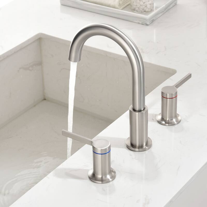 8 Inch Widespread Bathrom Faucet 3 Hoes Modern Bathroom Sink Faucet Double Handle Vanity Basin Faucets Mixer Taps With Valve
