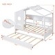 preview thumbnail 3 of 28, Wooden House Bed with Trundle Bed, Storage Shelf, Platform Bed Frame with Pitched Roof for Kids Teens Adults