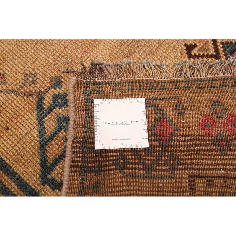 ECARPETGALLERY Hand-knotted Melis Vintage Khaki Wool Rug - 4'2 x 7'3