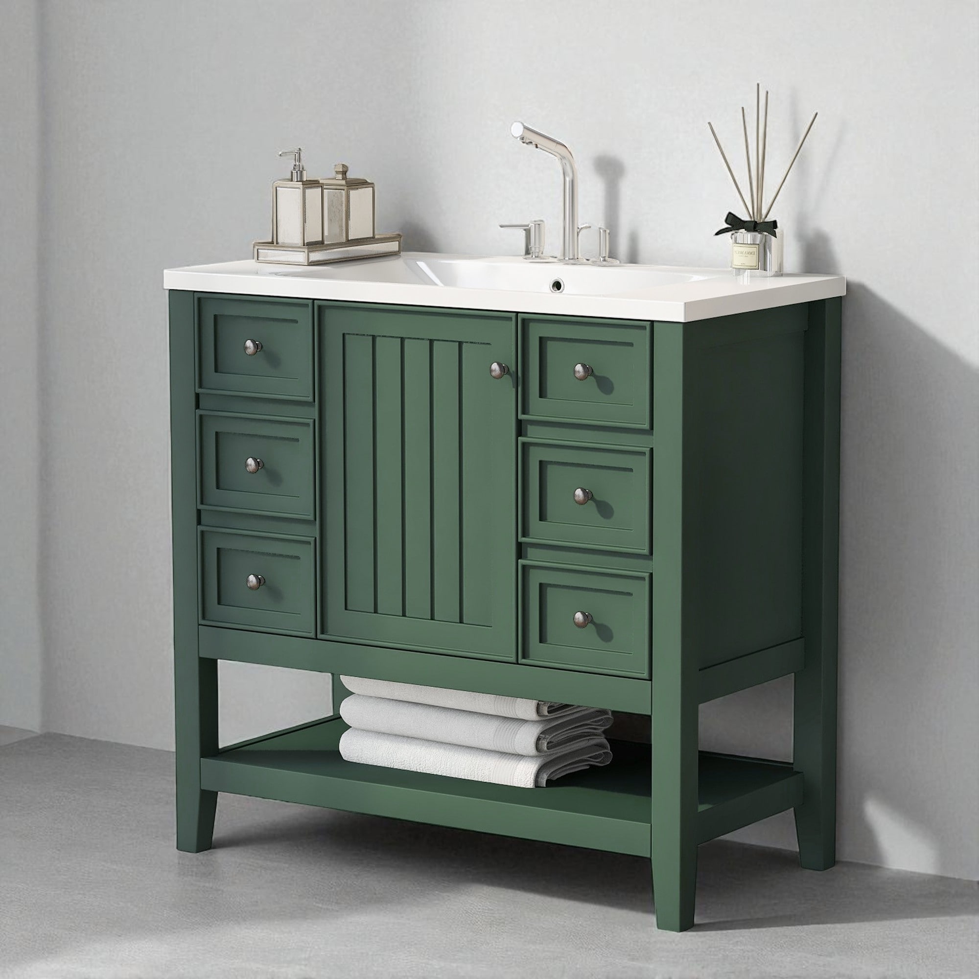 36 Inch Bathroom Vanity with Sink, Freestanding Cabinet