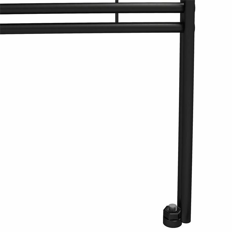 Roomfitters Vance Computer Desk with Fluted Glass Top and Open Shelving, Laminated Wood, Black