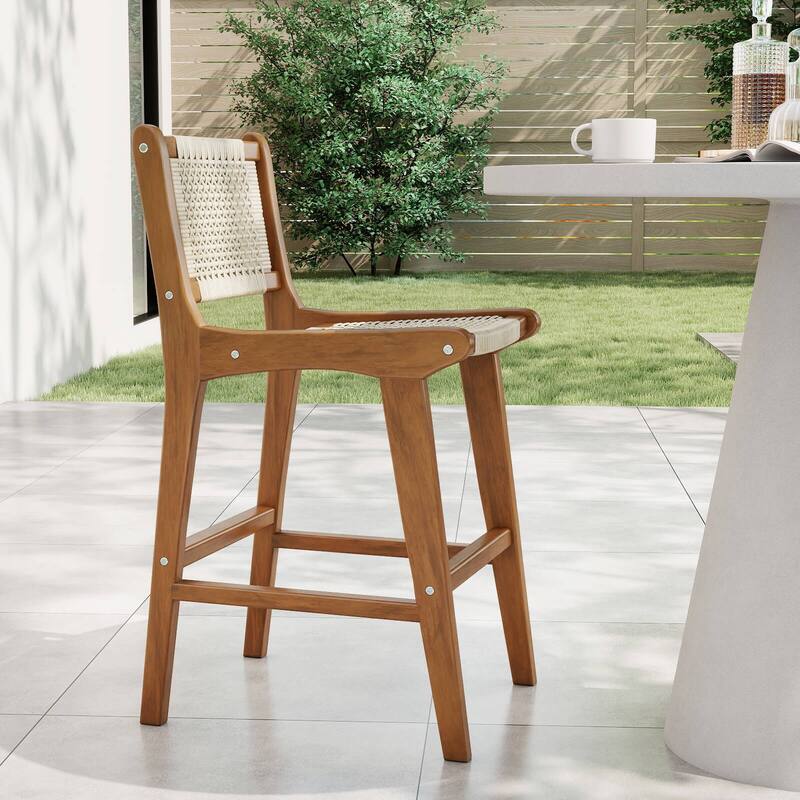 Coatway 1/2/4 PCS Outdoor Counter Height Bar Stool with Teak Wood - See Details
