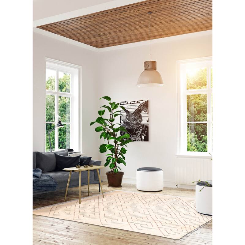 ECARPETGALLERY Hand-knotted Pak Finest Marrakesh Cream Wool Rug - 6'11 x 9'9