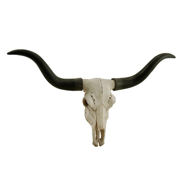 Black & Bone Longhorn Trophy Skull Wall Sculpture 20 Inch Long