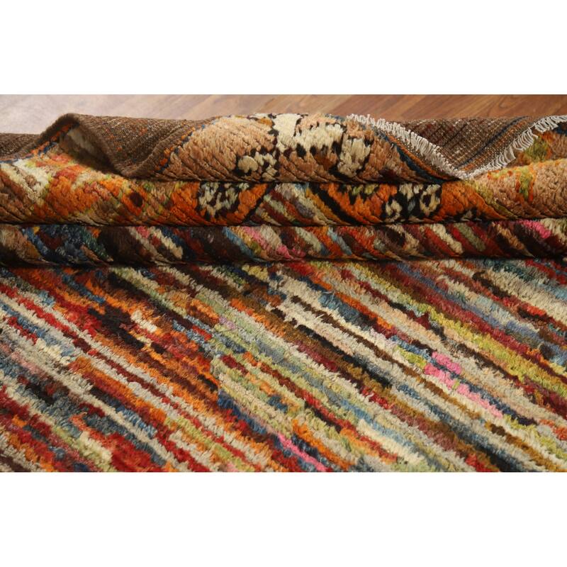 Multicolor Abstract Moroccan Oriental Area Rug Handmade Wool Carpet - 5'9" x 7'9"
