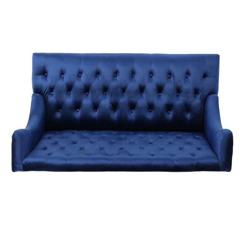 Velvet Button Tufted High Wingback Loveseat Sofa