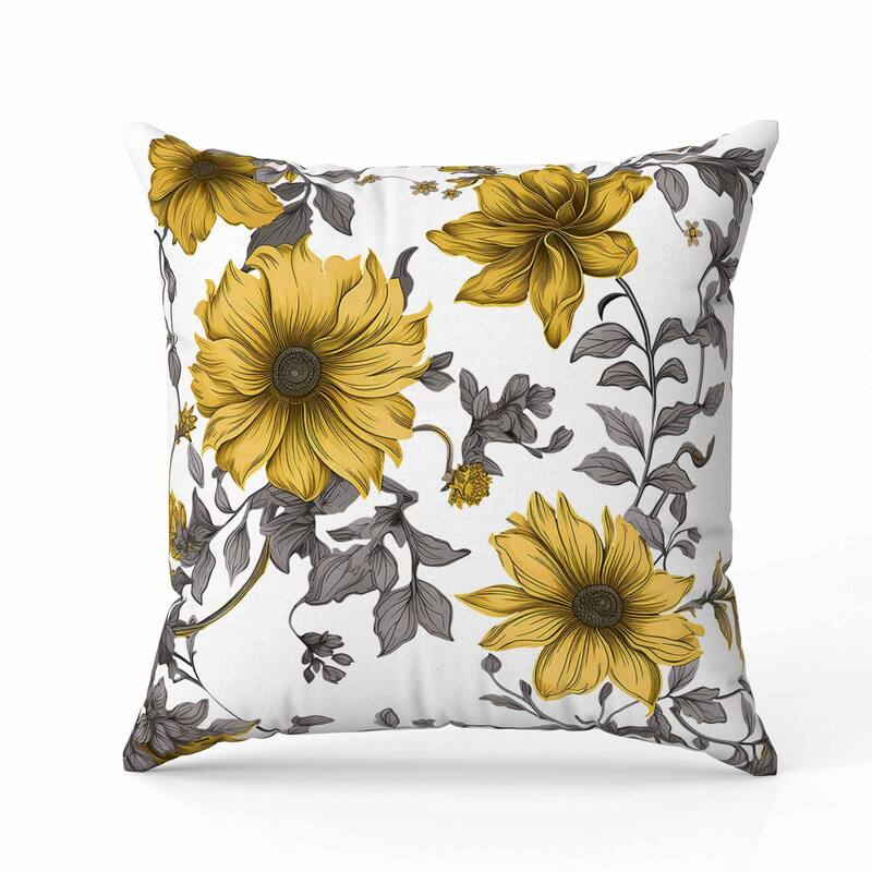 Harvest of Sunshine Indoor/Outdoor Reversible Throw Pillow Grey and Gold