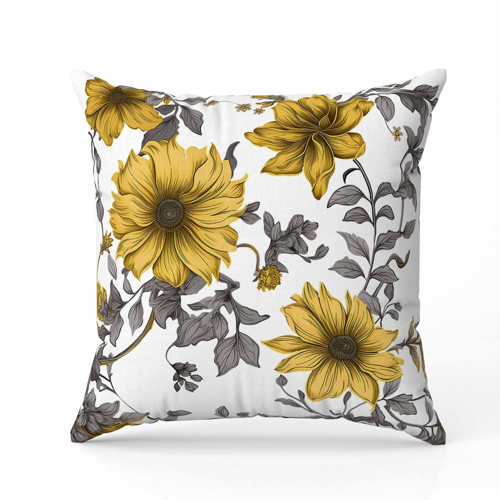 Harvest of Sunshine Indoor/Outdoor Reversible Throw Pillow Grey and Gold