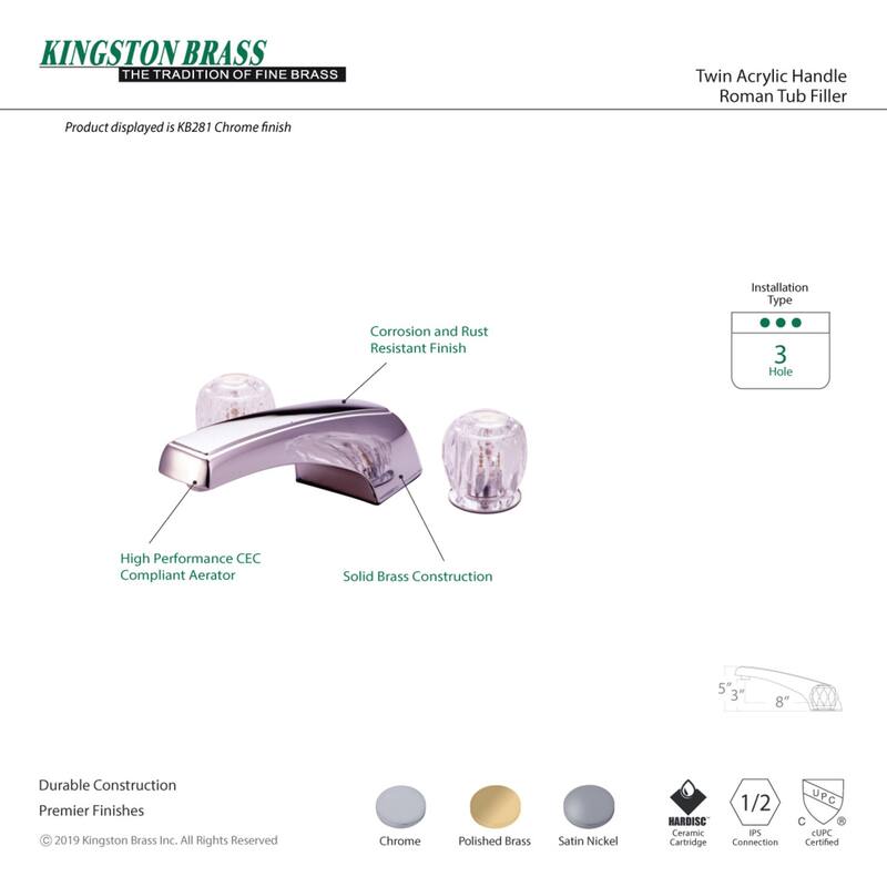 Kingston Brass 3-Hole Deck Mount Roman Tub Faucet in Polished Chrome