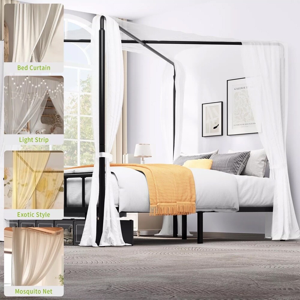Bed Frame King Size Metal Four Posters Platform w/ Headboard Footboard - Bed  Bath \u0026 Beyond - 41220728, image size:1000x1000
