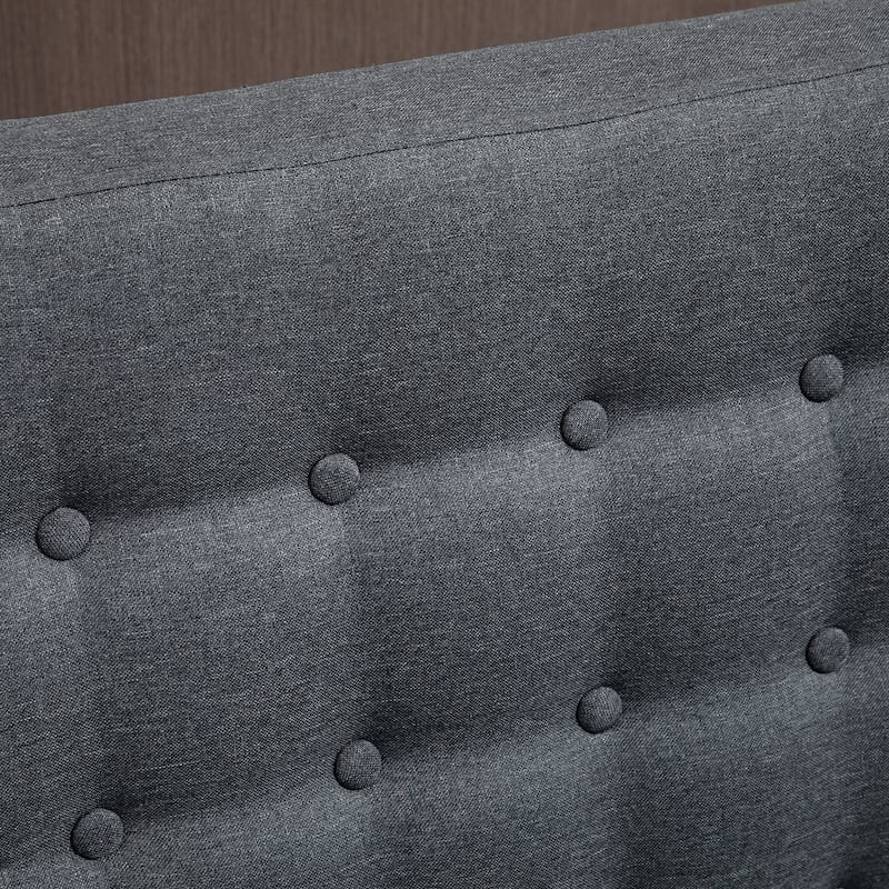 Grey Linen Upholstered Wingback Sofa with Rubberwood Frame and Button-Tufted Design for 2 Comfortable Seat