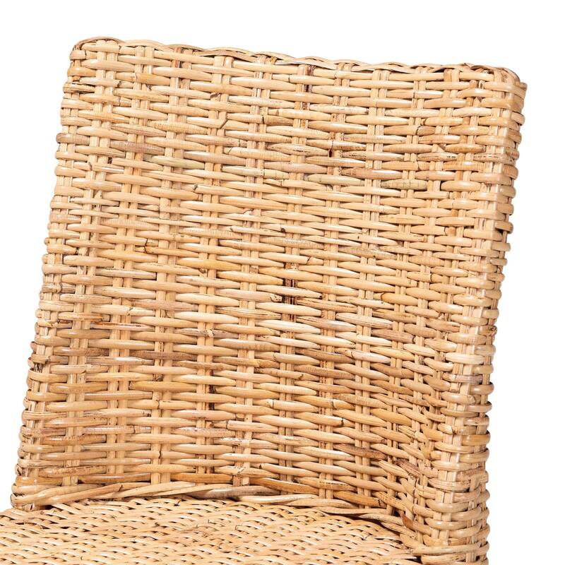 bali & pari Rowen Bohemian Light Honey Kubu Rattan and Mahogany Wood Dining Chair