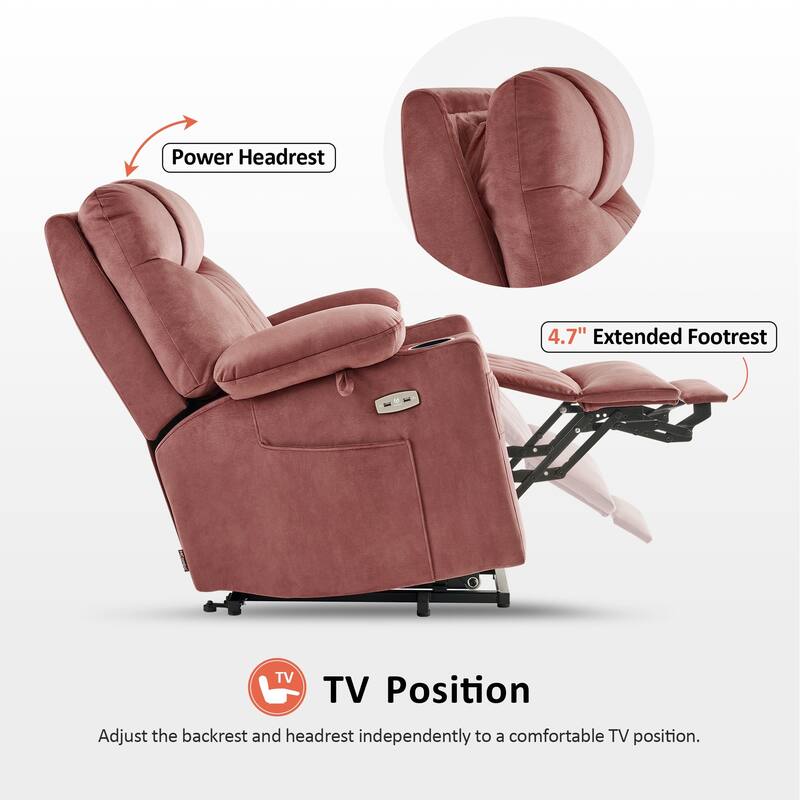 MCombo Small Dual Motor Power Lift Recliner Chair with Massage,Dual Heating, Adjustable Headrest, Fabric 7222