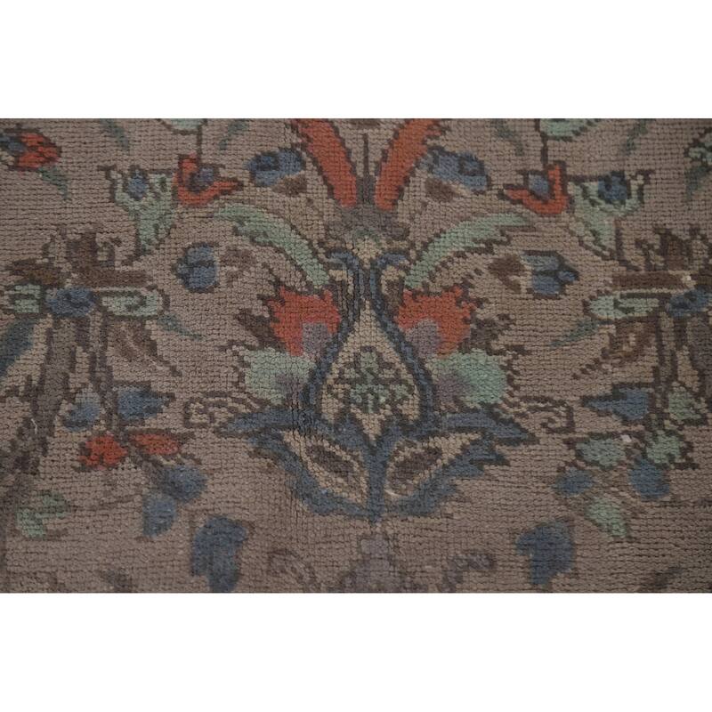 Hand Knotted Oriental 100% Wool Carpet Traditional Floral Greys & Charcoal Tabriz Area Rug - 11' 4'' X 8' 5''