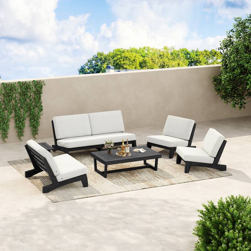 8-Piece Outdoor Sofa Set with Loveseat, 2 Club Chairs & Matching Tables