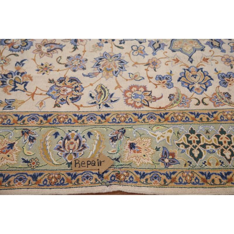 Hand Knotted Oriental 100% Wool Carpet Traditional Floral Beige & Ivories Najafabad Area Rug - 10' 9'' X 8' 2''