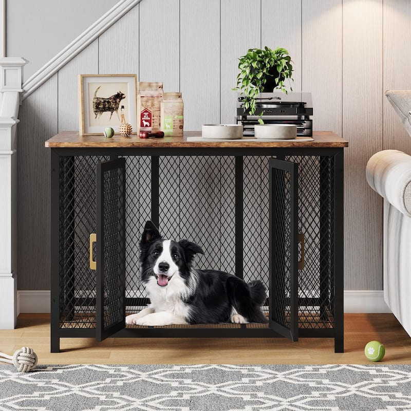 Large Dog Crate Furniture with Top Opening, End Table Design