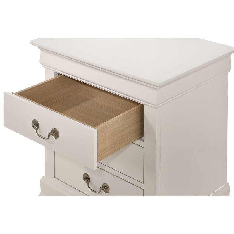 White Nightstand 29x21x16 with Three Spacious Drawers, Compact Bedside Table for Bedroom Storage and Clean Modern Finish